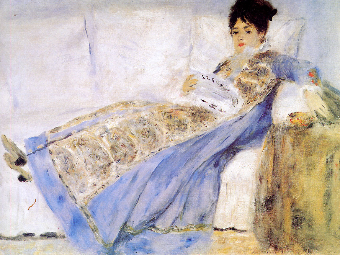 Camille Monet Reading 'Le Figaro' 1872